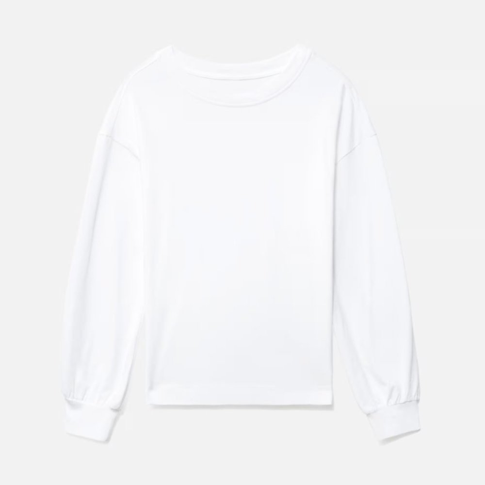 The Organic Cotton Long-Sleeve Tee, white, xs